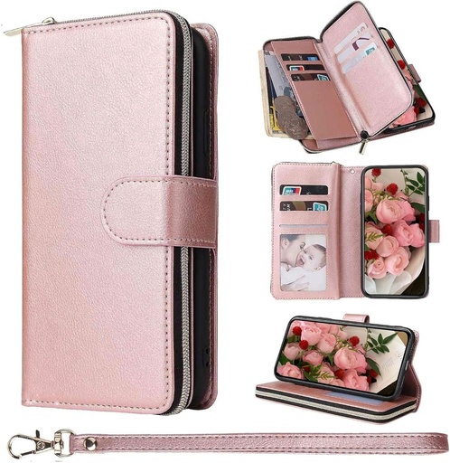 Husa ZCDAYE pentru husa pentru telefon Samsung Galaxy S10 portofel, husa din piele PU pentru Samsung Galaxy S10 Husa de protectie cu 9 sloturi pentru carduri pentru Samsung S10, roz