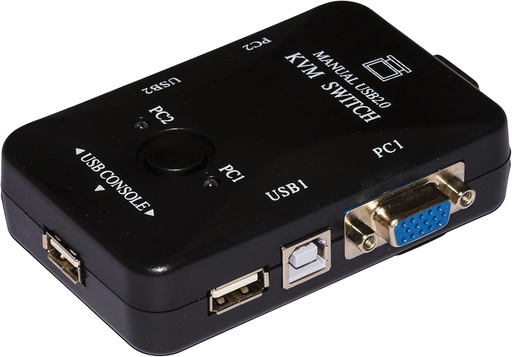 Link LKKWM2 KVM Switch pentru 2 PC-uri USB/VGA cu 1 mouse, 1 tastatura USB si 1 monitor VGA cu cabluri incluse