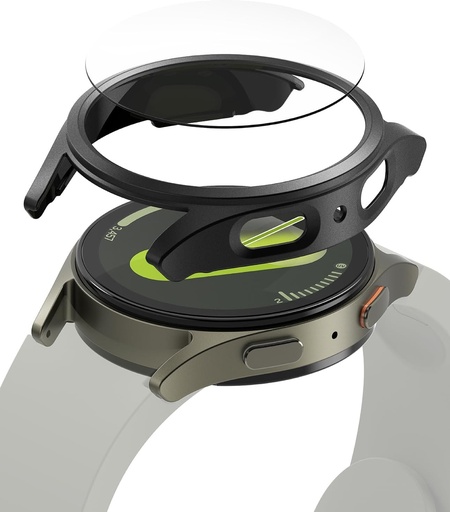 Ringke Slim & Glass compatibil cu husa Samsung Galaxy Watch 7 40 mm, husa subtire de protectie dura pentru computer cu protectie pentru ecran din sticla temperata rezistenta la zgarieturi - negru titan