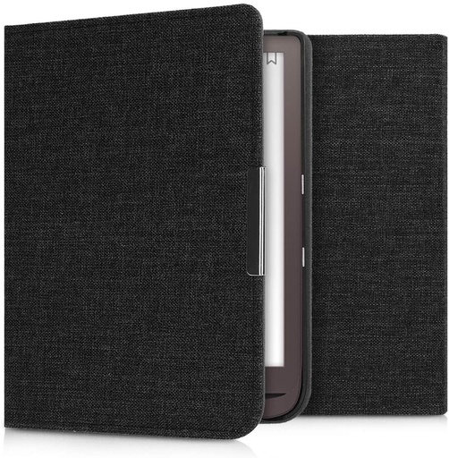 Husa kwmobile E-Reader compatibila cu Pocketbook InkPad 3/3 Pro/Color/Vivlio InkPad 3 - Carcasa cu clapa magnetica din material textil pentru E-Reader