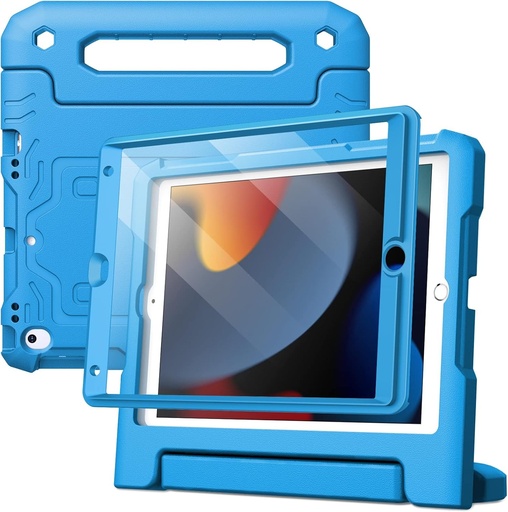 Husa JETech pentru copii pentru iPad de 10,2 inchi (generatia a 9-a/8a/a saptea, 2021/2020/2019) cu protectie pentru ecran, husa de protectie antisoc cu suport pentru maner (albastru)