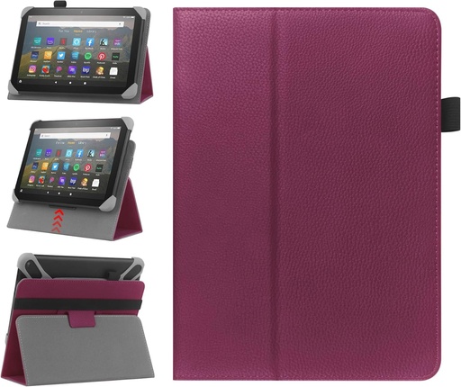 Husa universala HoYiXi pentru tableta Samsung Galaxy Lenovo Huawei Fire de 7-8 inchi in doua pozitii reglabila cu suport si curea de mana - violet