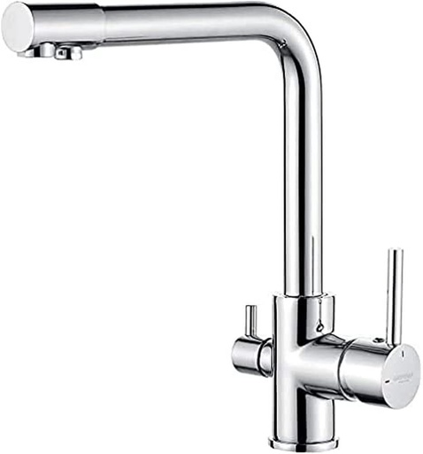 GRIFEMA DOVER-G4003 Baterie de bucatarie cu 3 cai pentru sisteme de osmoza, Baterie de bucatarie cu trei cai cu pipa pivotanta 360° (G3/8 inch), crom
