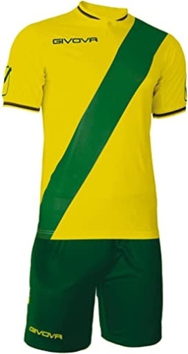 Tricou si pantaloni scurti de fotbal pentru adulti Givova KITC61, negru/verde, XL