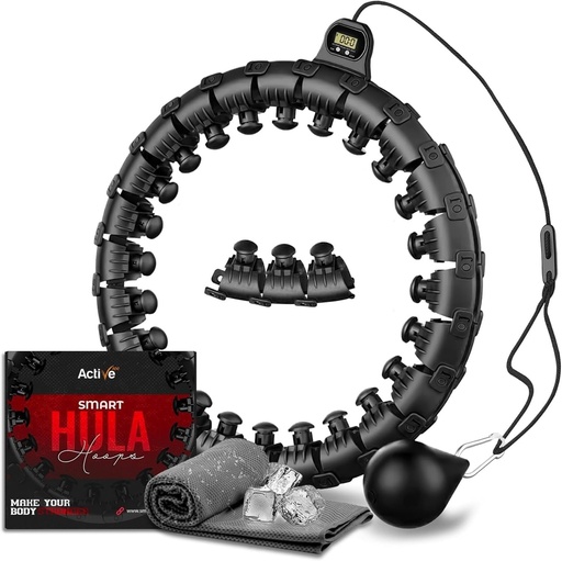 Hula Hoop inteligent ponderat, exercitiu de fitness reglabil Hula Hoop cu greutate - 27 noduri (negru)