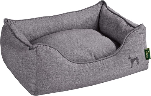 Canapea pentru caini HUNTER Boston, pat pentru caini, perna reversibila cu garnitura de plus, usor de intretinut, 120 x 80 cm, gri