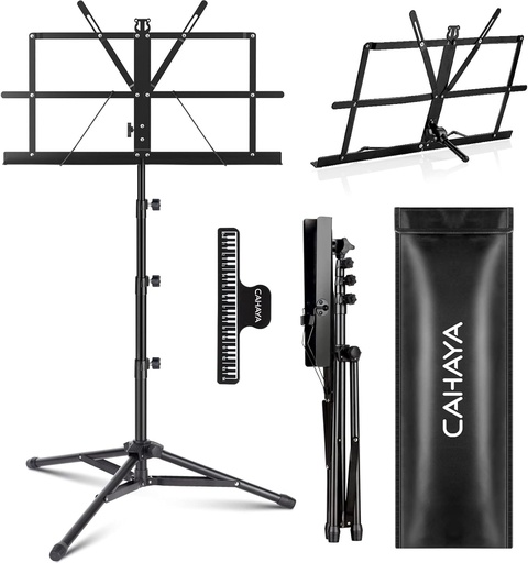 CAHAYA Suport muzical 2 in 1 si suport pentru carti de masa Suport muzical pliabil Inaltime reglabila 70-170 cm cu geanta de transport Versiune superioara CY0305