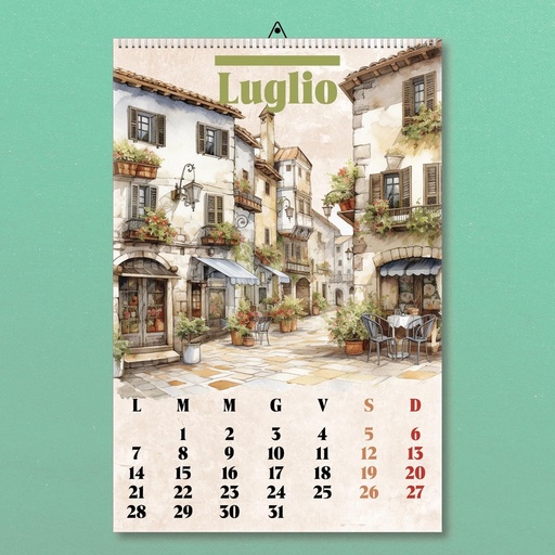 Calendar de perete cu doua fete, 34x48 cm, imagini vintage tiparite color