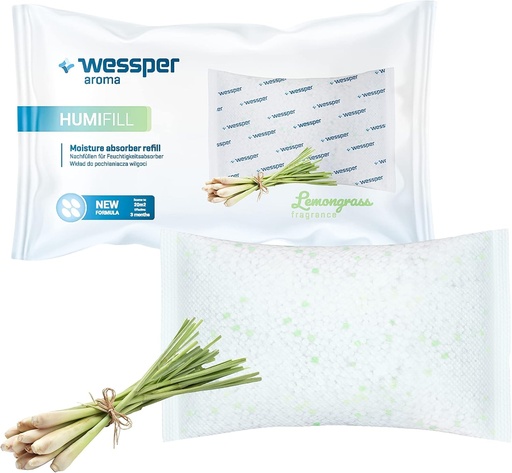 Rezerve pentru dezumidificator Wessper Citronella pentru utilizare in interior  250g - Compatibil cu toate absorbantele de umiditate - Fara electricitate - Alb