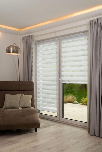 K-home Klemmfix rulou dublu Madrid fara gaurire, alb, 85 x 150 cm (l x l)