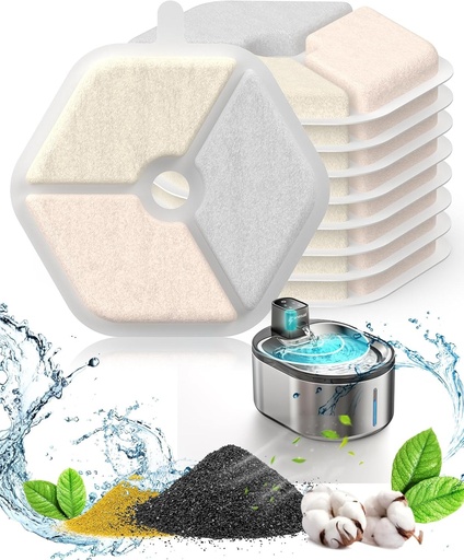 Oneisall Pachet de 9 filtre de schimb pentru fantana fara fir pentru pisici de 4 litri cu senzor de miscare
