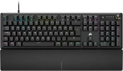 Tastatura mecanica pentru jocuri Corsair K70 CORE RGB cu sprijin pentru palme - Comutatoare pre-lubrificate MLX liniare rosii - Amortizare a sunetului - Compatibila iCUE...