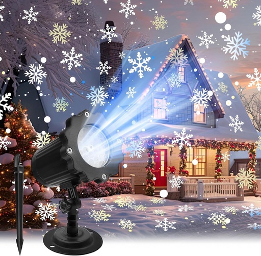 Proiector Lumini Fulg de Nea MATEPROX, Proiector Lumini LED Fulg de Nea de Craciun Impermeabil IP65 pentru Gradina, Gazon, Casa, Petrecere, Decoratiuni Festivaluri [Clasa Energetica A]
