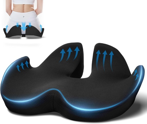 Perna ortopedica Ajiteogy, Perna pentru scaun de birou Ajiteogy, perna pentru coccix, perna pentru scaun din spuma cu memorie, ameliorarea presiunii pentru sold, coccix, sciatica