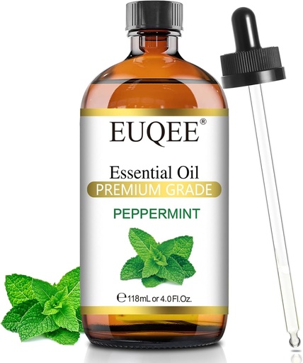 Ulei esential de menta EUQEE (118 ml) cu pipeta de sticla, excelent pentru difuzoare, sapunuri si lumanari  