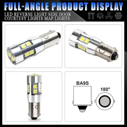 Becuri LED Ba9s T4w pentru masina si motocicleta, 12 V-24 V 500 Lm Alb 6000 K cu proiector, pentru lumini de marsarier, lumina interioara, lumini de cupola, lumini de harta,