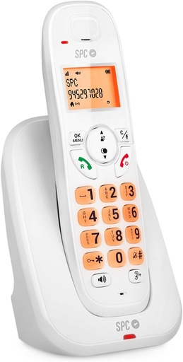 SPC Kairo - Telefon fix fara fir, taste si afisaj iluminate, ID apelant, volum suplimentar, compatibilitate GAP, mod eco, blocare apeluri, difuzor, agenda telefonica cu 30 de contacte - Alb