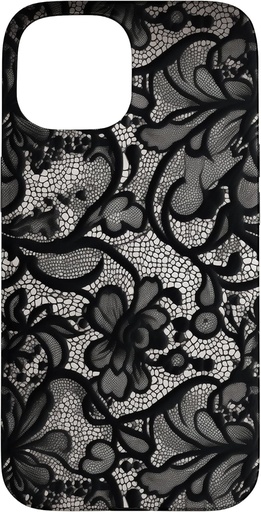 Husa pentru iPhone 15, dantela neagra, model vintage