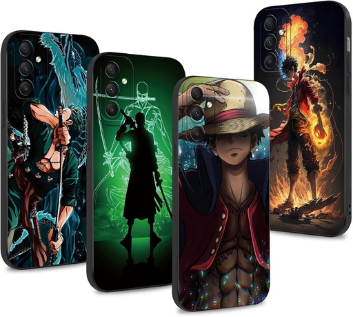 PBNDJVG Carcasa din 4 piese pentru Samsung Galaxy A15 4G 6,5 inci, Anime Luffy Zoro Gear 5 Sun God Nika cu protectie pentru camera, Carcasa anti-cadere din silicon TPU subtire, anti-zgarieturi, rezistenta la socuri, 02