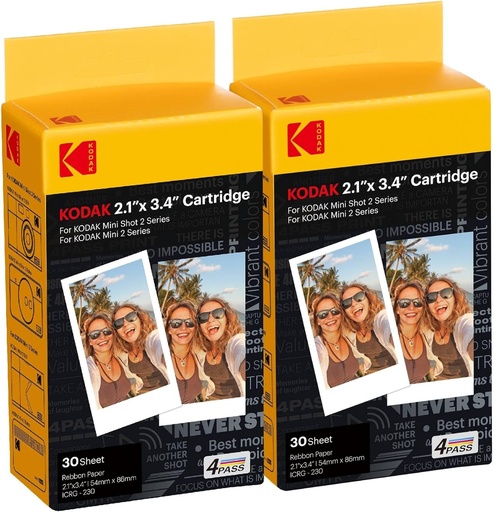 Hartie foto KODAK, pachet de 60, 54x86 mm, cartuse, reumplere multifunctionala pentru hartie si ribbon - compatibila cu seriile Mini 2 si Mini Shot 2