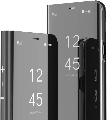 Husa IMEIKONST pentru Samsung Galaxy A51 5G, Husa tip oglinda tip carte cu suport transparent pentru machiaj, Husa de protectie completa, Husa de telefon cu clapa tip bumper pentru Samsung Galaxy A51 5G: Negru QH