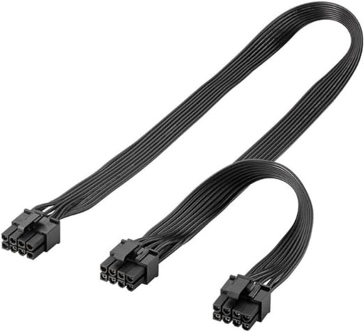 Cablu de alimentare goobay 59714, de la 8 pini mama la dual 6+2 mascul pentru cablu PCIe/Cablu placa grafica cu 6 pini si 8 pini/PCI Express/Negru/1 x 23 cm 1 x 63 cm
