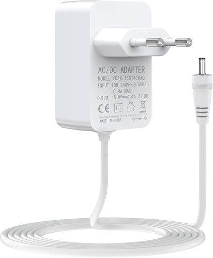 Adaptor de alimentare 21W pentru Echo (prima generatie), Echo Plus (prima generatie), Echo Show (prima generatie), Echo Show 5 (a treia generatie), Fire TV (a doua generatie), Echo Link, Echo Look, cablu de alimentare 1,5 m, alb