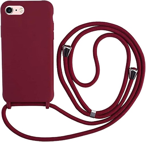 Husa Ququcheng compatibila cu iPhone 7/8 Plus (5.5"), husa de telefon in forma de colier, cablu din silicon cu snur, husa de protectie TPU pentru iPhone 7/8 Plus (5.5") - Rosu