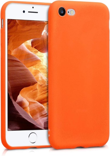 Carcasa kwmobile compatibila cu Apple iPhone SE (2022) / iPhone SE (2020) / iPhone 8 / iPhone 7 - carcasa din silicon TPU moale - potrivita pentru incarcare wireless - portocaliu neon