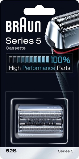Cap de ras electric Braun Series 5 52S - Piesa de schimb originala pentru ras si accesoriu de la producator - Fabricat in Germania, Compatibil cu aparatele de ras Braun Series 5, Argintiu - Pachet 1