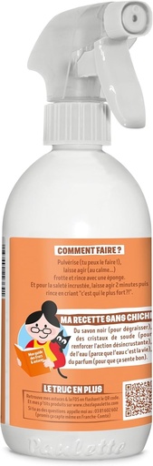 Paulette - Sapun negru cu flori de portocal - Detergent de uz casnic ultra-degresant cu cristale de soda multi-suprafete Ecocert - Fabricat in Franta - 500 mL
