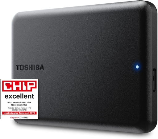 Hard disk extern portabil TOSHIBA Canvio Partner 1TB, 2.5", USB 3.2, compatibil cu Mac si Windows. Xbox, PS4, PS5