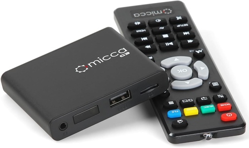 Player media digital Micca Speck G3 2K Quad-HD pentru unitati USB si carduri microSD, semnalizare digitala, videoclipuri H.265/HEVC H.264/AVC MP4 MKV, muzica MP3, fotografii JPG, AV analogic, redare automata si reluare