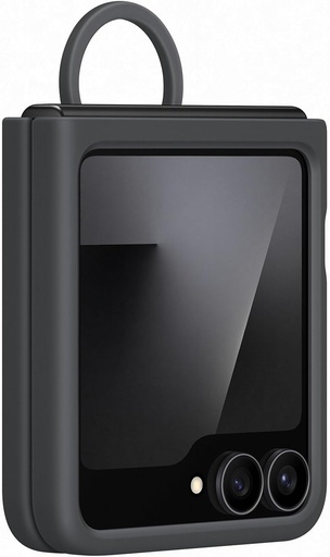 Husa din silicon Samsung EF-PF741 pentru Galaxy Z Flip 7 FE | Z Flip 6, husa pentru smartphone, husa de telefon inclusiv suport cu inel, silicon, husa de protectie, rezistenta la socuri, subtire si aderenta, neagra