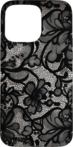 Carcasa iPhone 15 Pro Max cu model vintage de dantela neagra