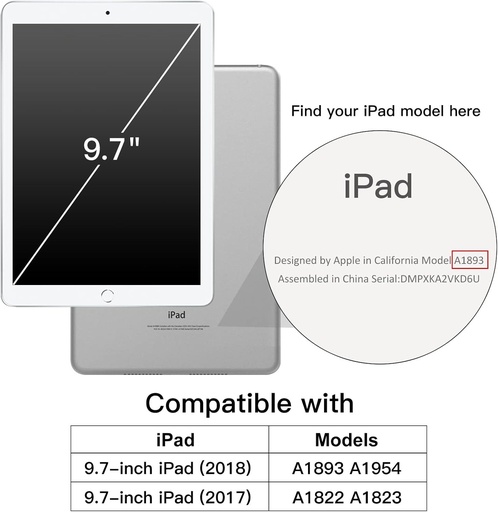 Husa JETech pentru iPad 6/5 (9,7 inci, model 2018/2017, generatia a 6-a/a 5-a), husa de protectie din piele PU, tip folio, cu suport pentru stylus si buzunar, afisaj multi-unghi (auriu roz)