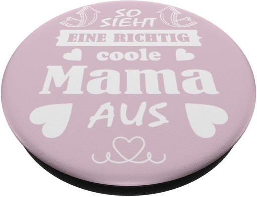 PopSockets Mama, Cool Mom Saying, Ziua Mamei PopGrip - Idee de cadou pentru mama cu saying - Negru, Roz - Smartphone-uri cu carcasa din plastic neteda si dura (cu exceptia celor cu incarcare wireless)