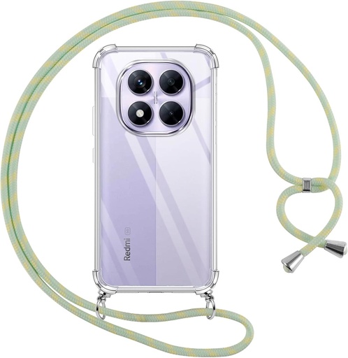 Husa de telefon Pnakqil cu curea pentru Xiaomi Redmi Note 14 Pro 5G/Poco X7 5G, silicon transparent moale cu snur, carcasa de protectie anti-cadere pentru Redmi Note 14 Pro 5G 6.67", verde