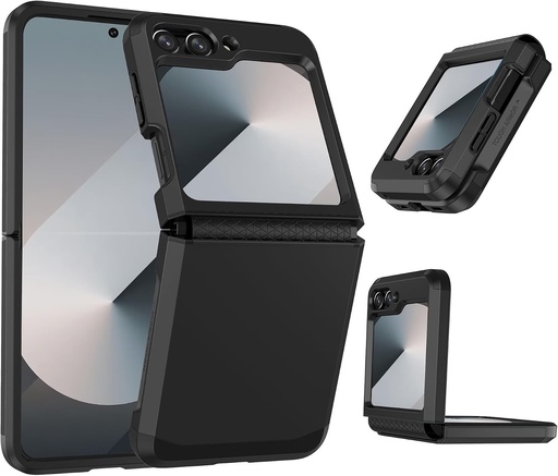 Husa pentru Samsung Galaxy Z Flip 6/Z Flip 7 FE 5G cu protectie pentru balamale, husa de protectie din silicon PC, protectie militara impotriva caderilor, rezistenta la socuri, antizgarieturi pentru Samsung Z Flip 6 (negru)