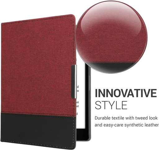 Husa pentru e-reader kwmobile compatibila cu Kobo Aura One - Husa din panza cu clapa magnetica pentru e-reader