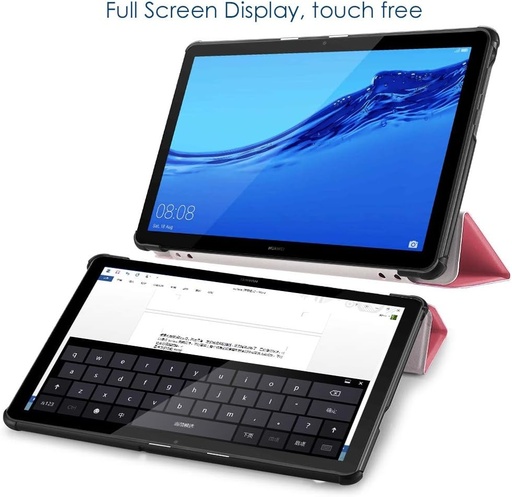 Husa Simpeak compatibila cu Huawei Mediapad T5 10.1 inch, ultra subtire cu functie de suport, husa de protectie - roz