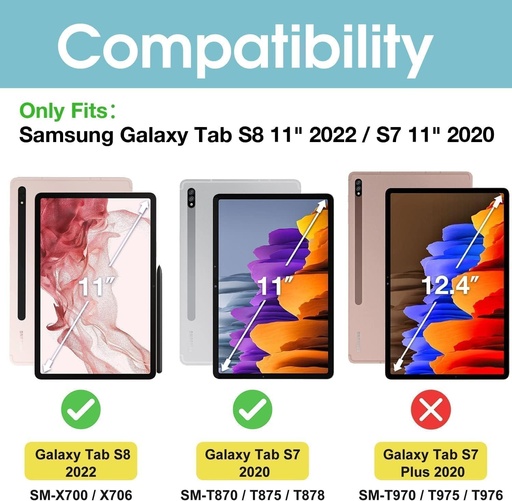 Husa ProCase pentru Galaxy Tab S8 2022/Tab S7 2020 de 11 inci [SM-X700/X706/T870/T875/T878], husa inteligenta de protectie subtire si usoara, carcasa translucida mata - neagra