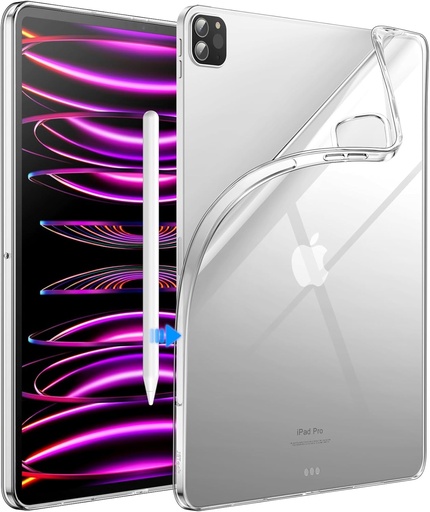 Husa JETech pentru iPad Pro 12.9 inch 2022/2021 (generatia a 6-a/a 5-a), moale, TPU, transparenta, subtire, rezistenta la socuri, suporta a doua incarcare cu creion (transparenta)