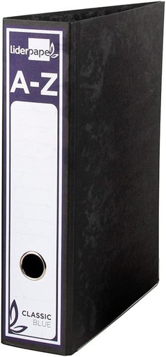 Dosar cu parghie Liderpapel A4 Classic Blue, carton lipit, fara cotor, 80 mm, negru, compresor metalic
